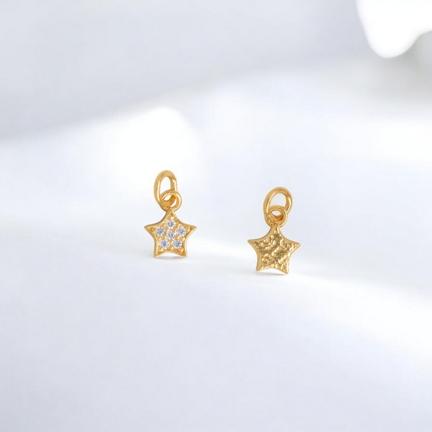 24K 999 Pure Gold Very Mini D.I.Y Moissanite Heart Star Charm Accessories