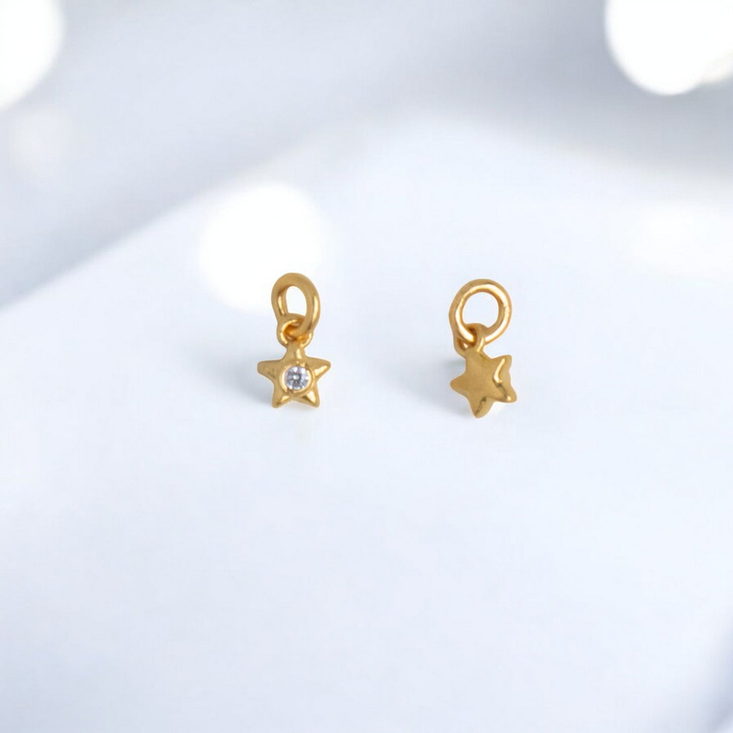 24K 999 Pure Gold Very Mini D.I.Y Moissanite Heart Star Charm Accessories