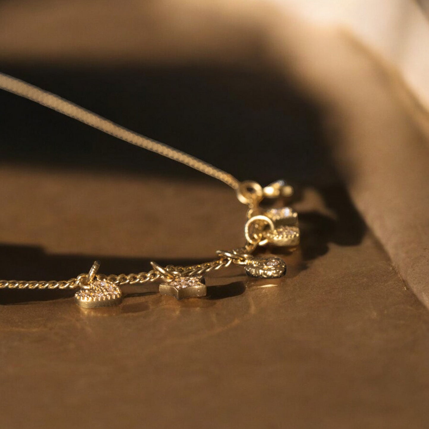 24K 999 Pure Gold Very Mini D.I.Y Moissanite Heart Star Charm Accessories