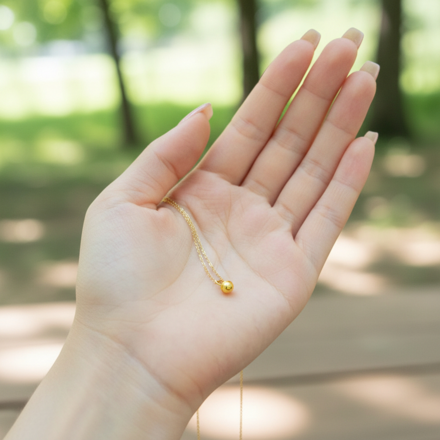 24K 999 Pure Gold Hand-engraved Mini Bell D.I.Y Charm