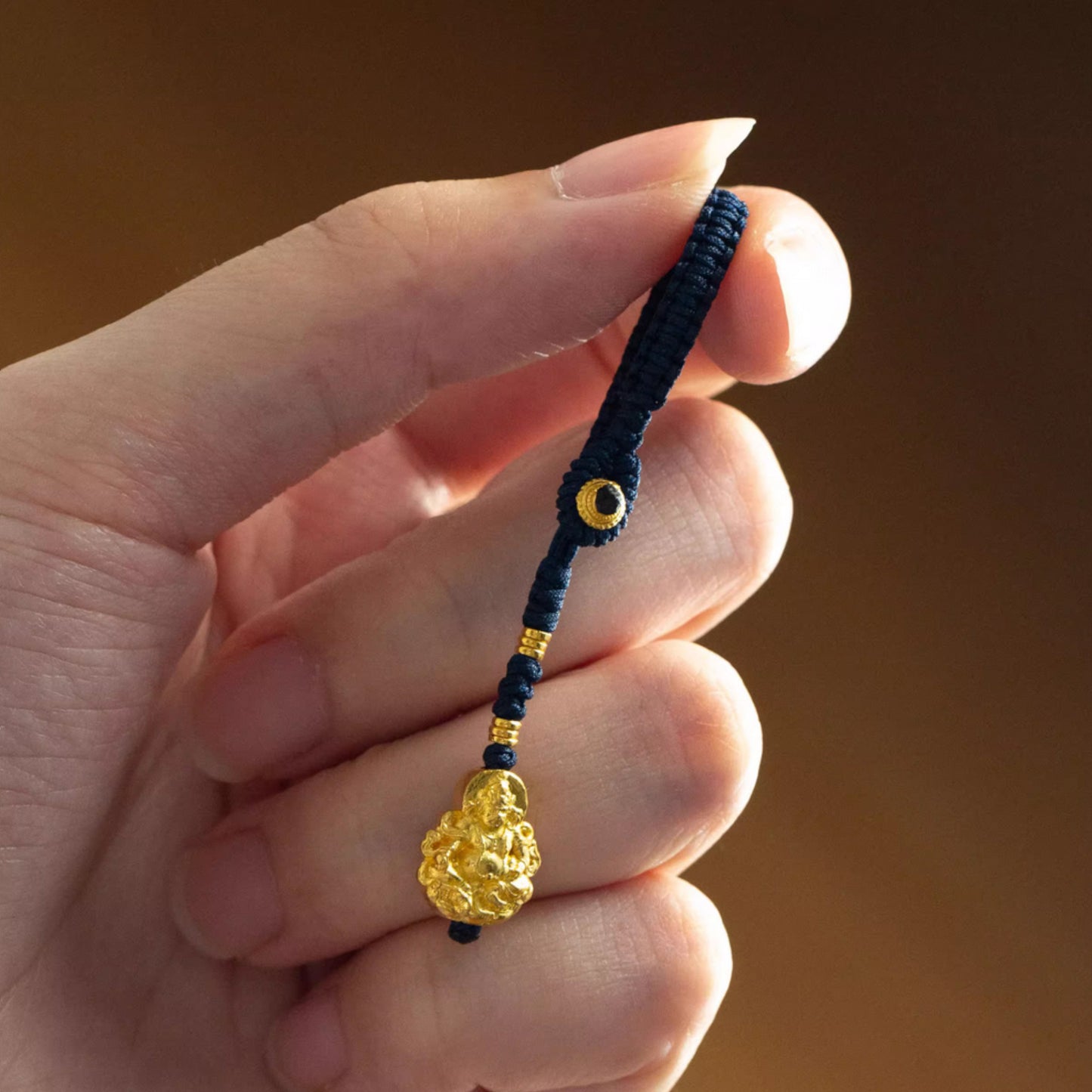 24K 999 Pure Gold Engraving Wealth Gold Ziwei Taboo Character Keychain Mobile Phone Pendant Car Charm