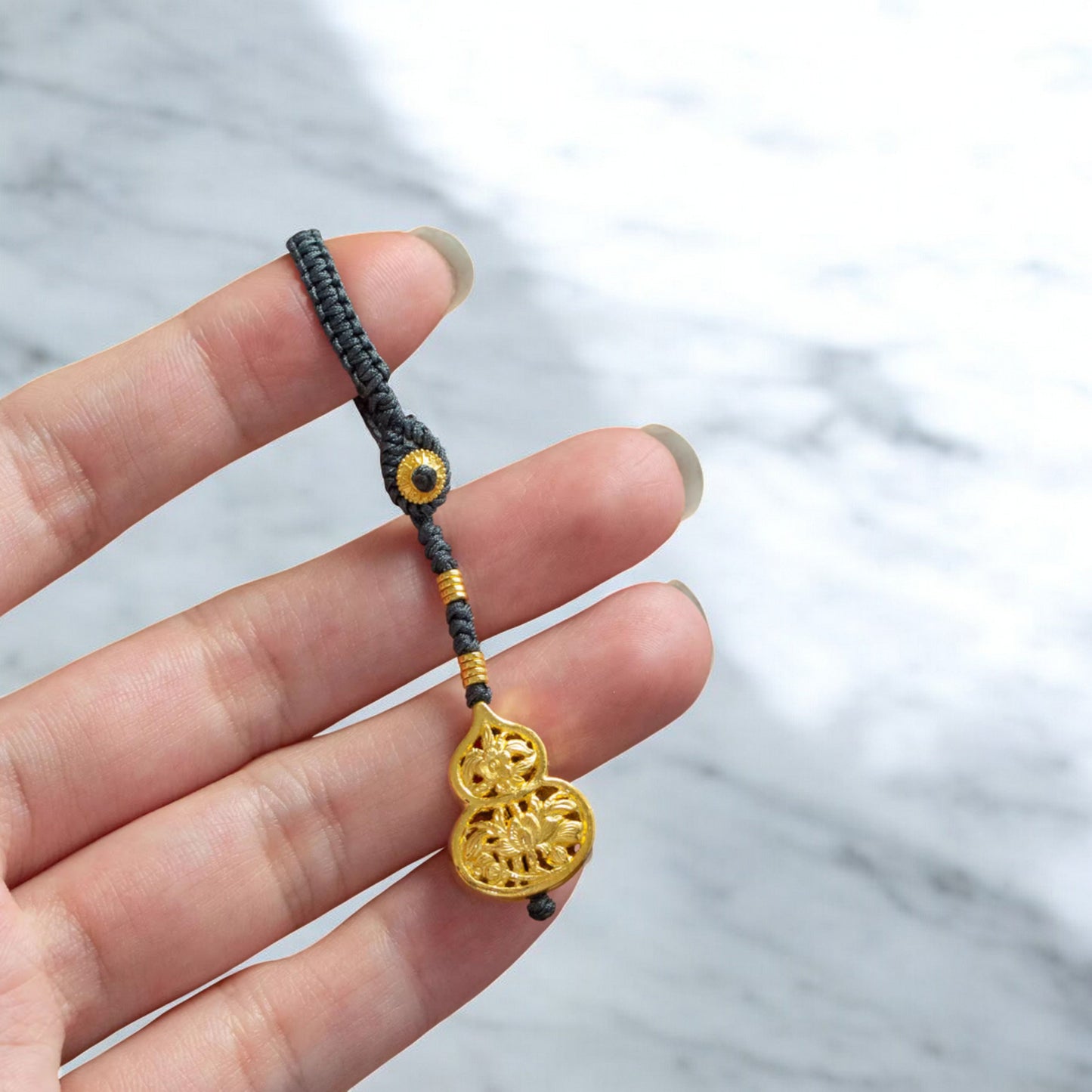 24K 999 Pure Gold Engraving Wealth Gold Ziwei Taboo Character Keychain Mobile Phone Pendant Car Charm