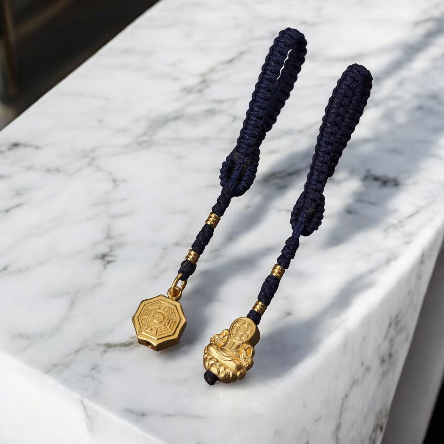 24K 999 Pure Gold Engraving Wealth Gold Ziwei Taboo Character Keychain Mobile Phone Pendant Car Charm