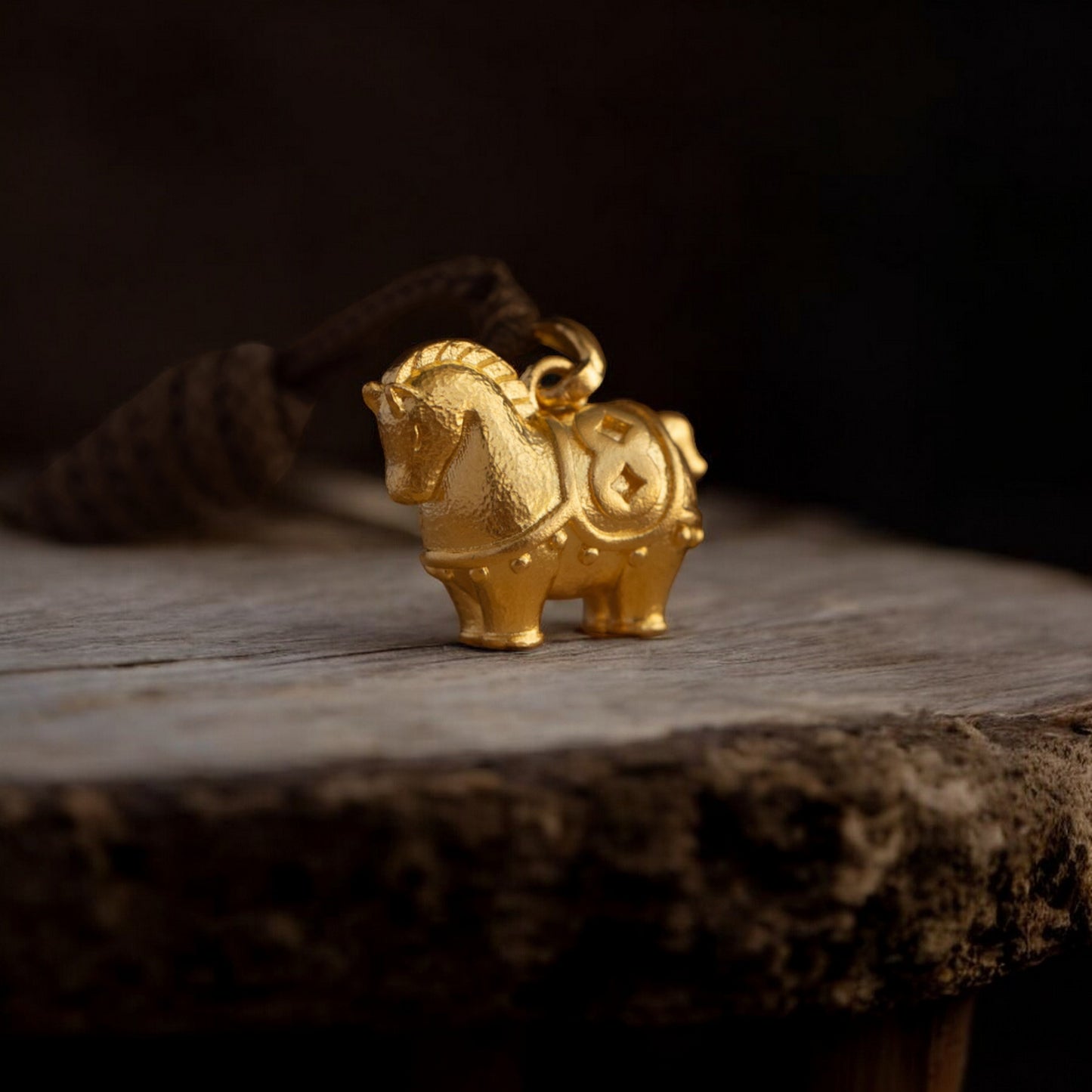 24K 999 Pure Gold Exquisite Tang Horse Unisex Pendant