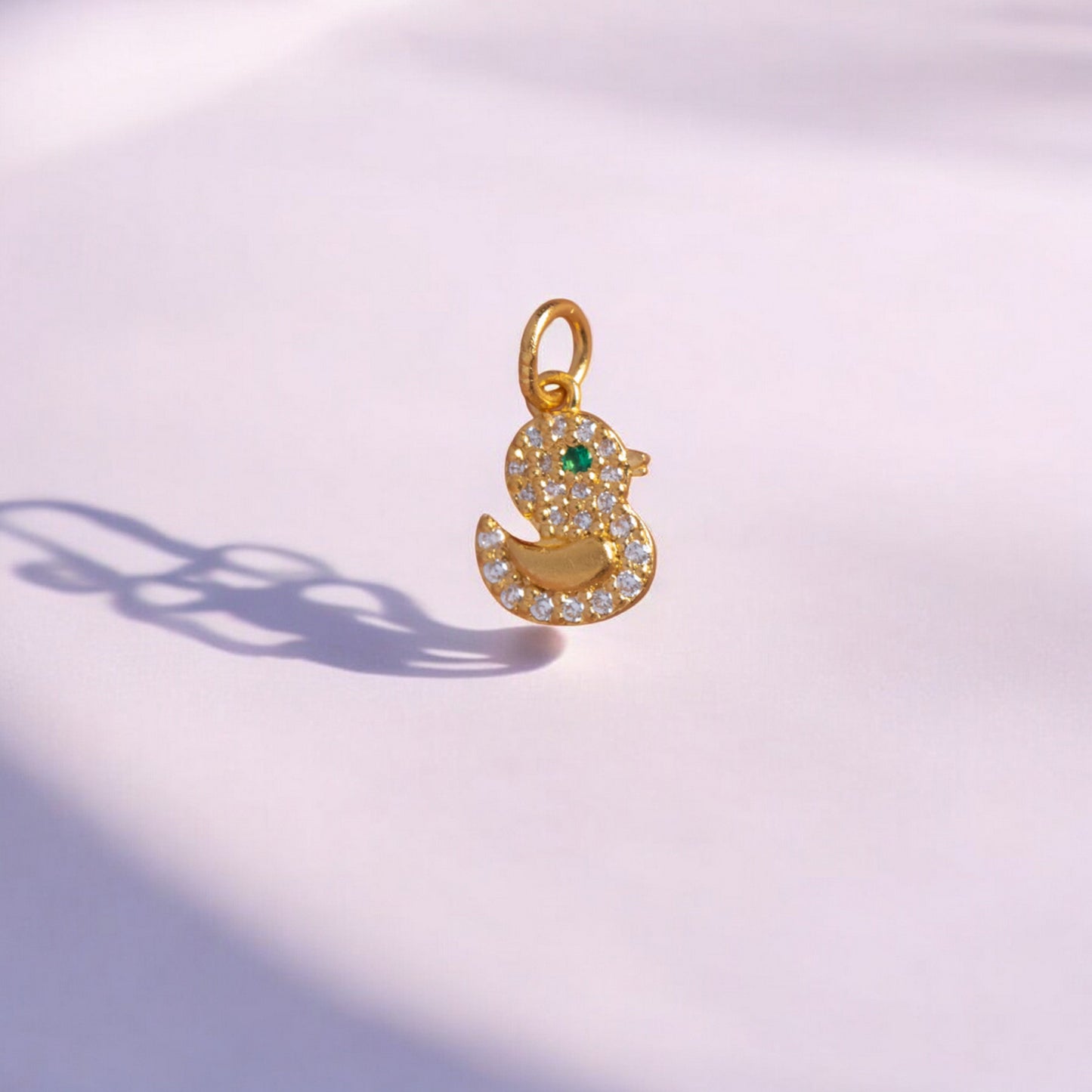 24K 999 Pure Gold Cute Mini Duck Babyshower Gift Moissanite Pendant
