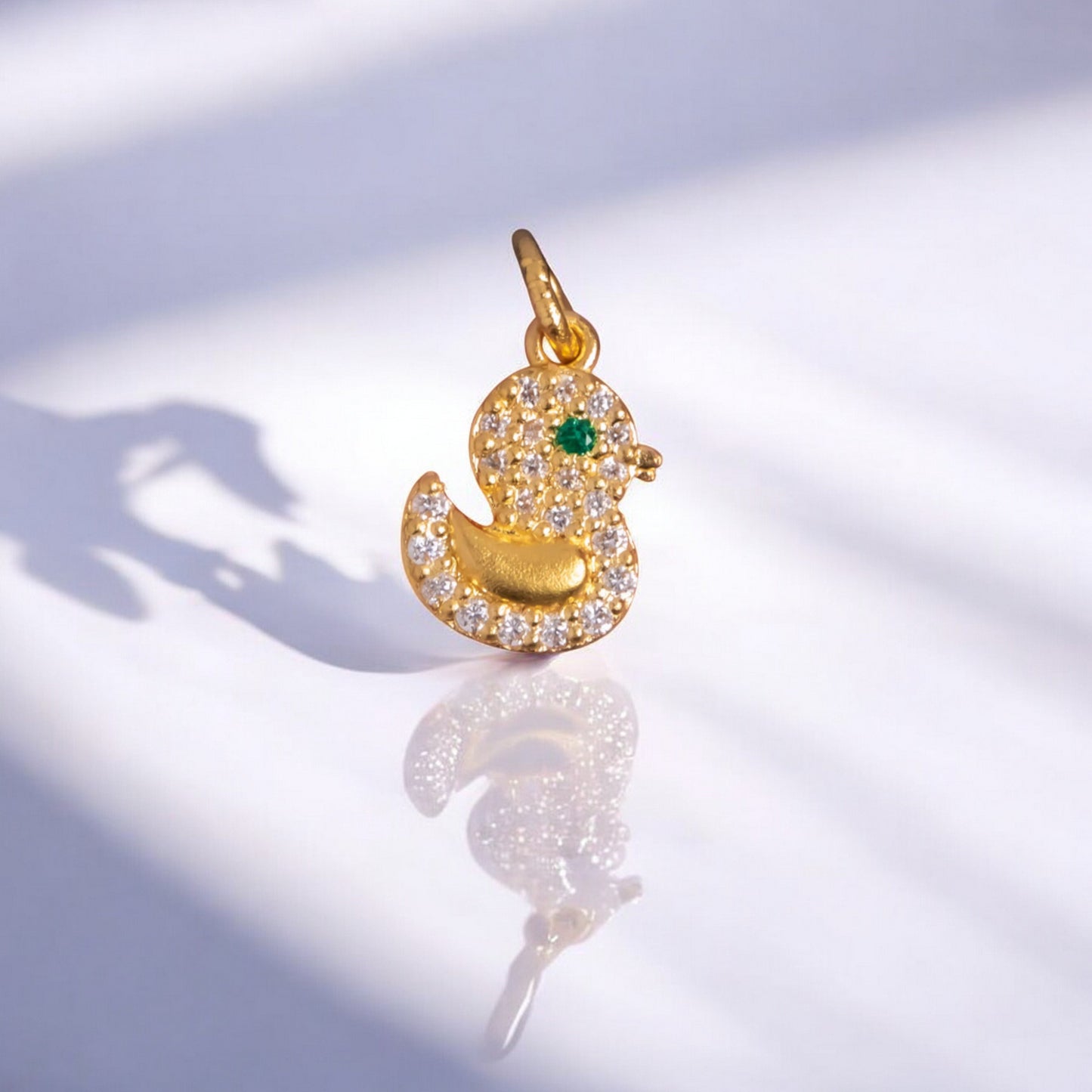 24K 999 Pure Gold Cute Mini Duck Babyshower Gift Moissanite Pendant