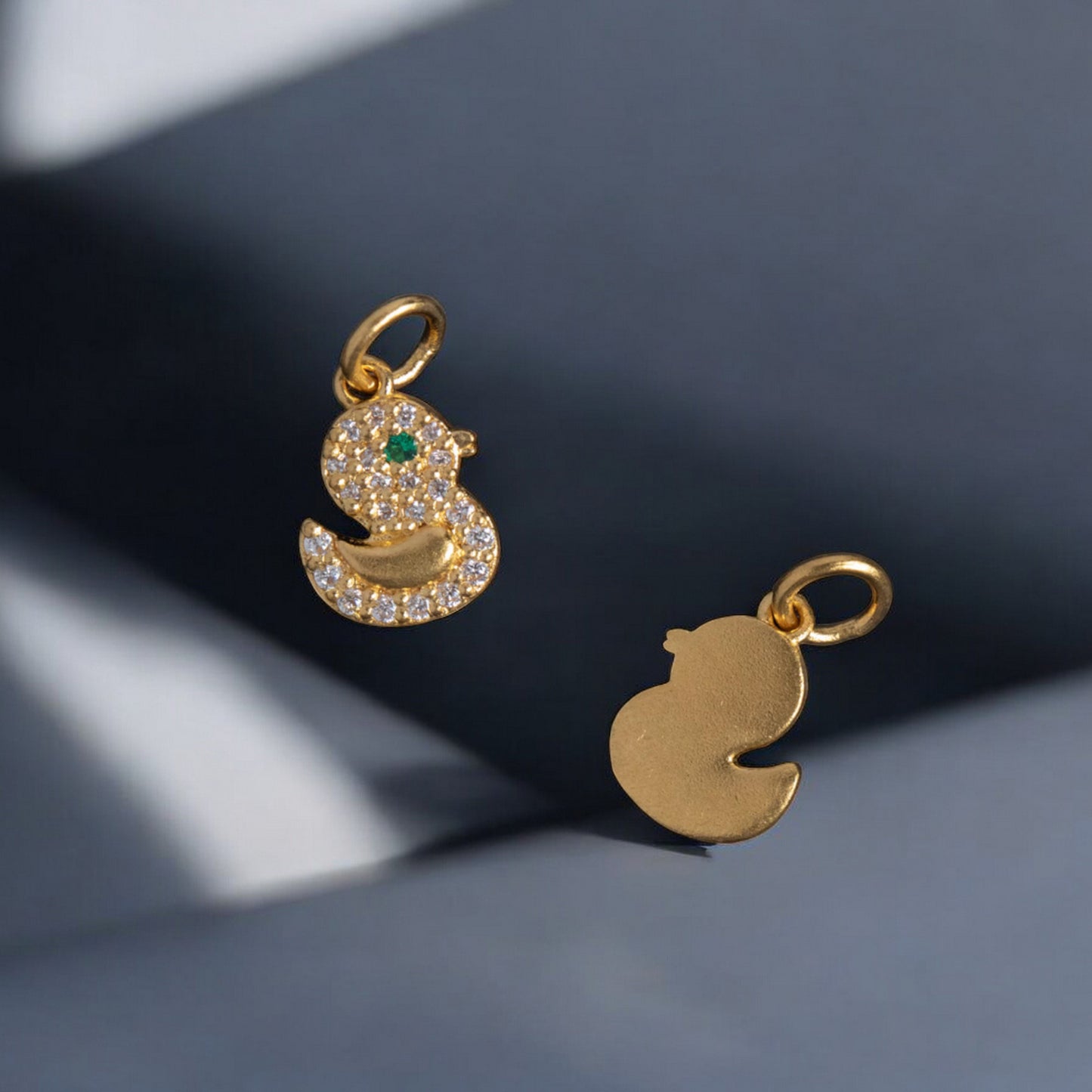 24K 999 Pure Gold Cute Mini Duck Babyshower Gift Moissanite Pendant