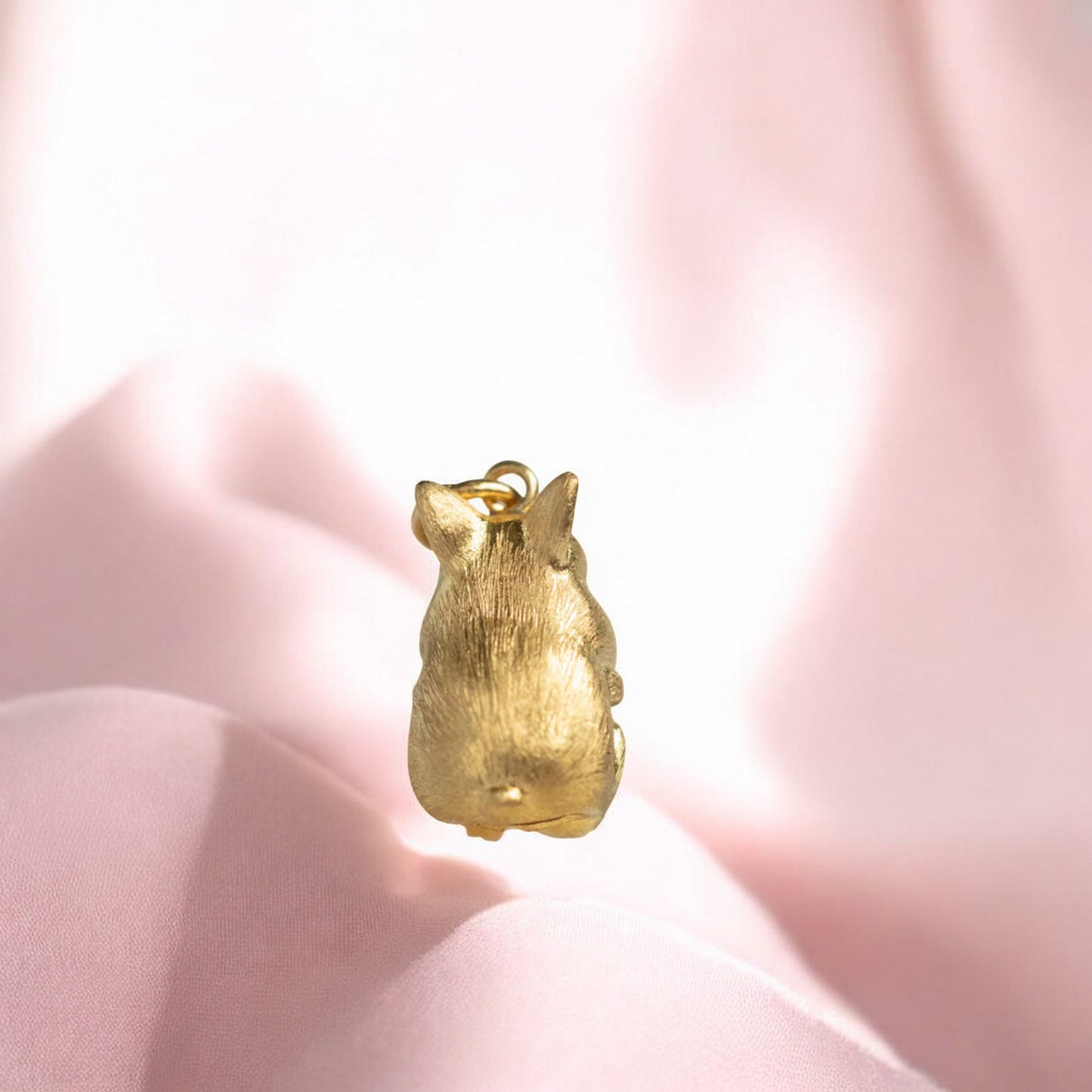 24K 999 Pure Gold Cute Mini Rabbit Bunny with Lucky Clover Babyshower Gift Pendant