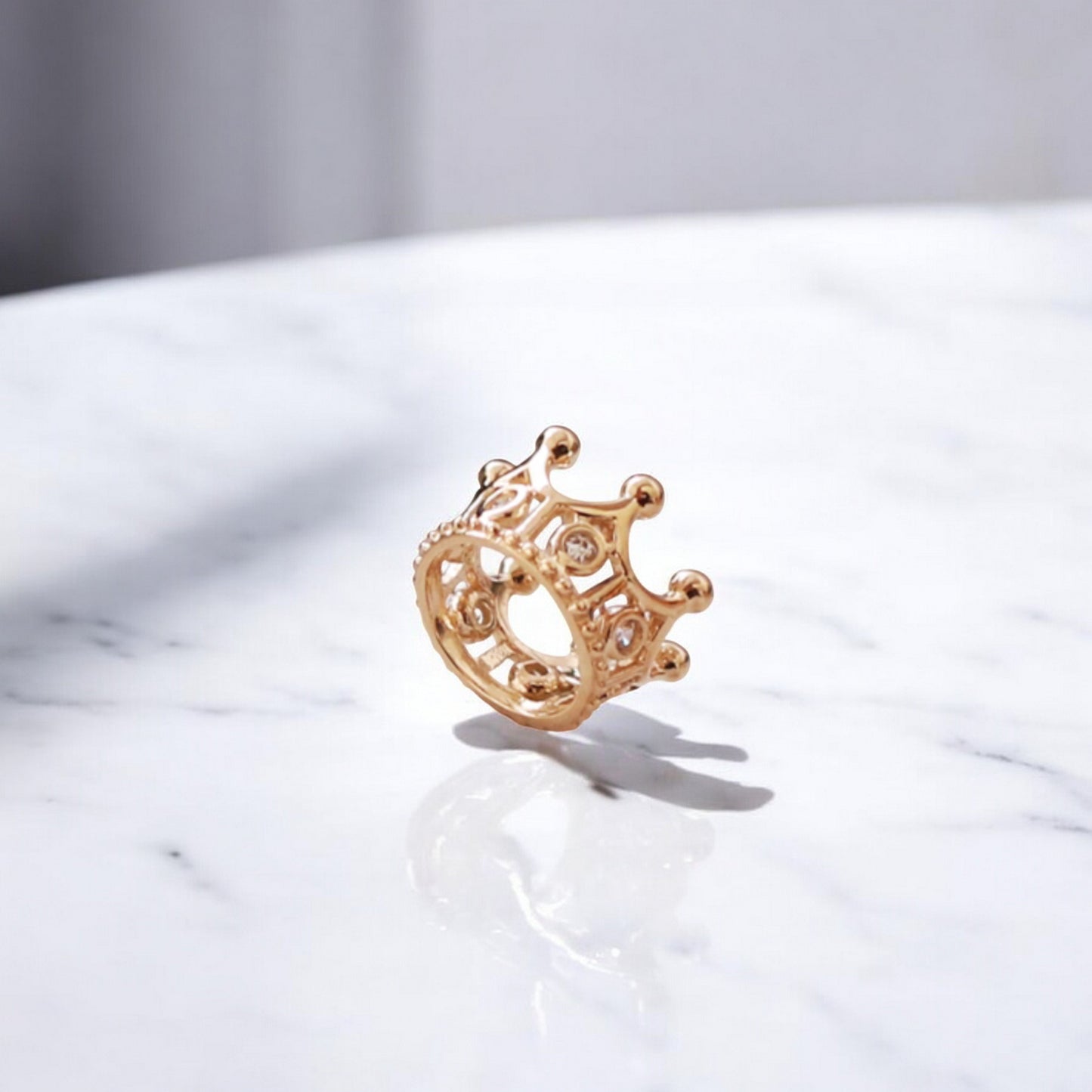 14K Real Gold Zircon Crown Pendant