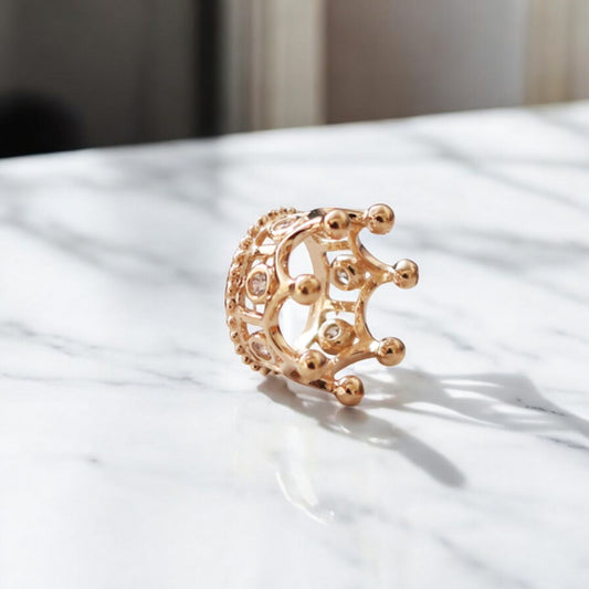 14K Real Gold Zircon Crown Pendant