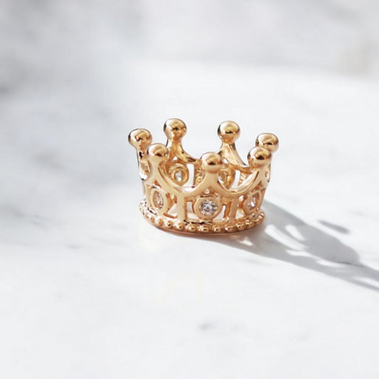 14K Real Gold Zircon Crown Pendant