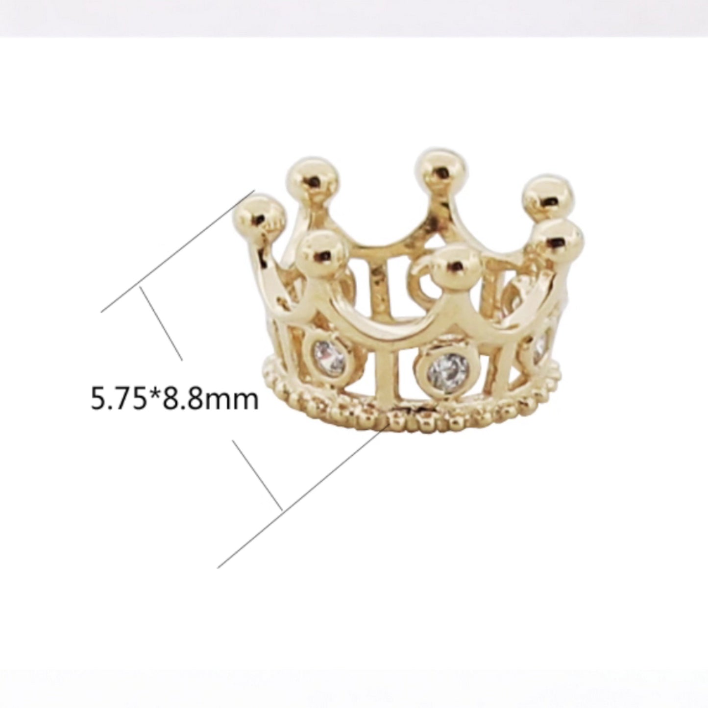 14K Real Gold Zircon Crown Pendant