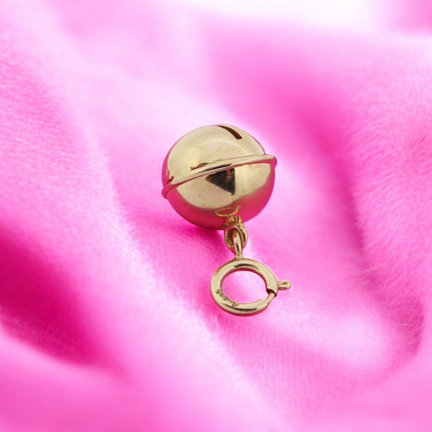 14K Real Gold Universal Spring Buckle Bell Charm Pendant