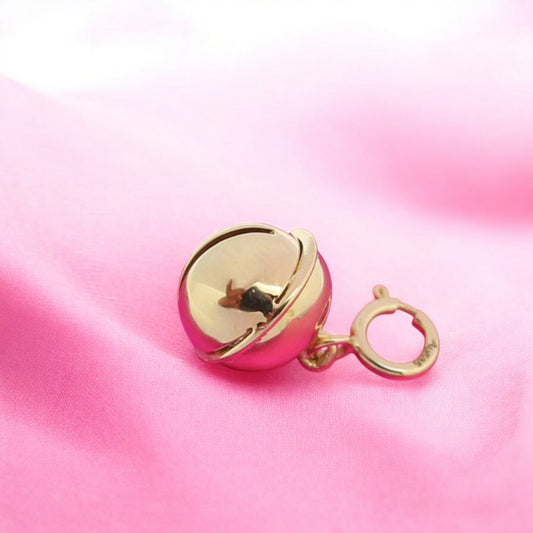 14K Real Gold Universal Spring Buckle Bell Charm Pendant