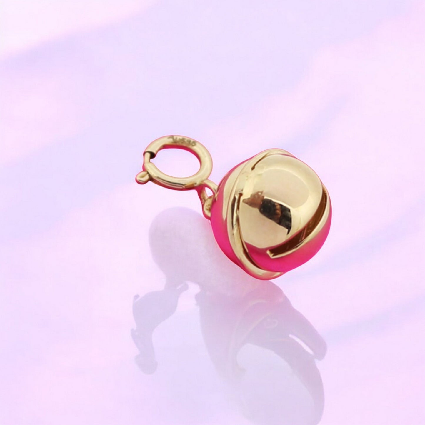 14K Real Gold Universal Spring Buckle Bell Charm Pendant