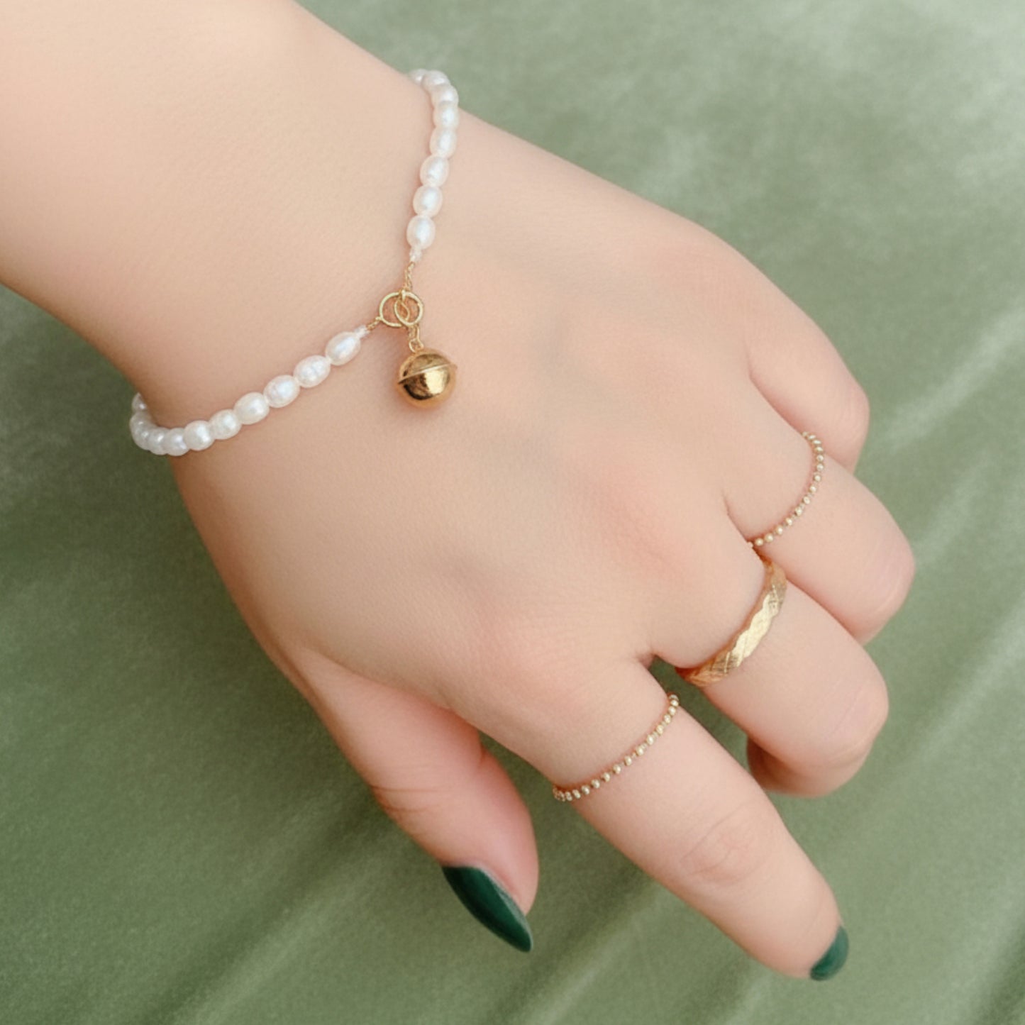 14K Real Gold Universal Spring Buckle Bell Charm Pendant