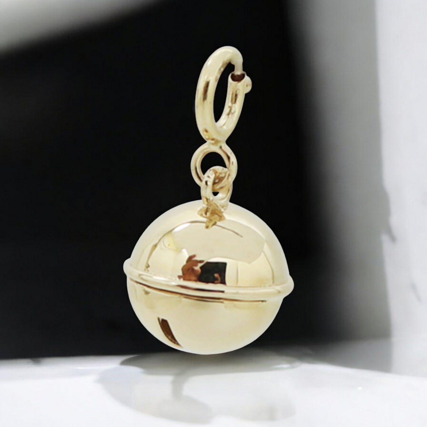 14K Real Gold Universal Spring Buckle Bell Charm Pendant