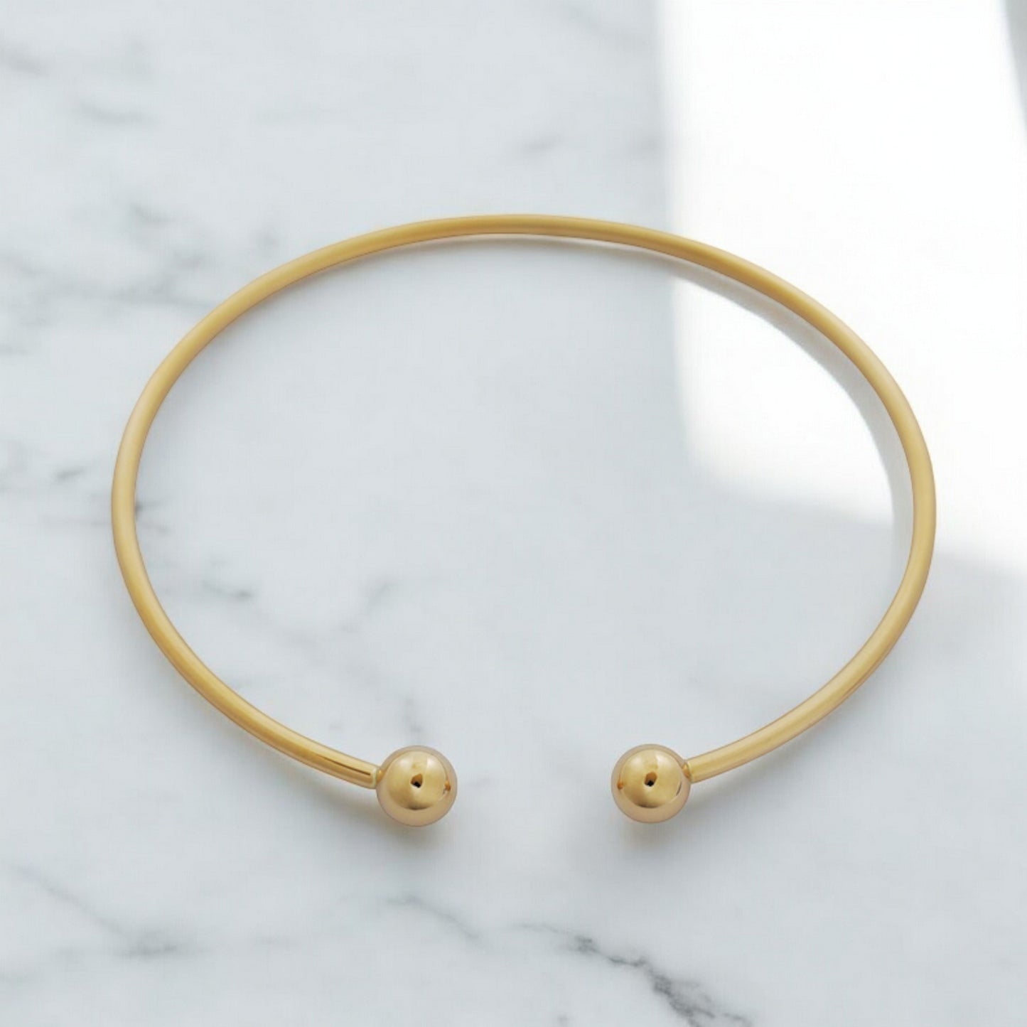 14K Gold Minimal Plain Open Bangle For Women