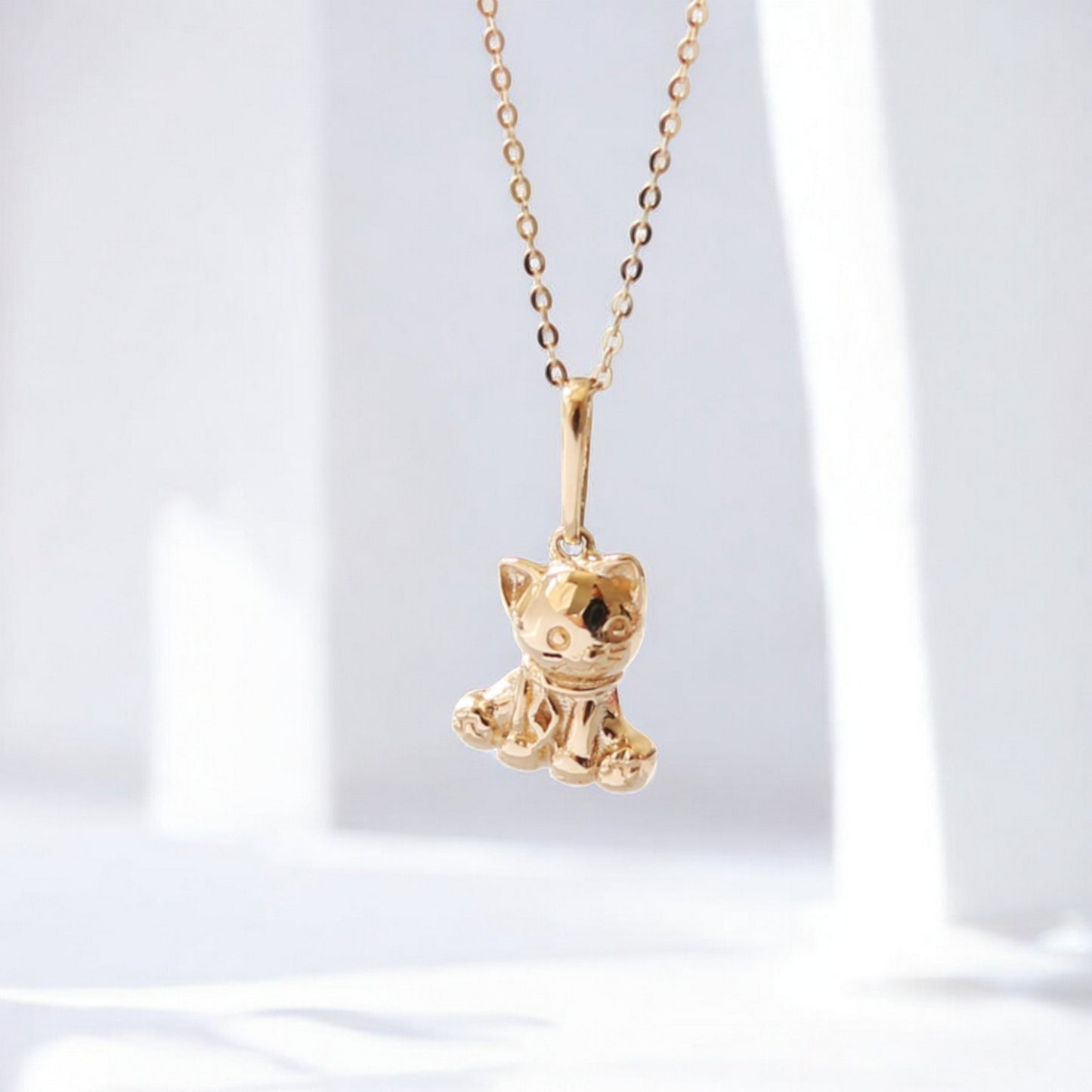 14K Real Gold Kitty Cat Cute Pendant