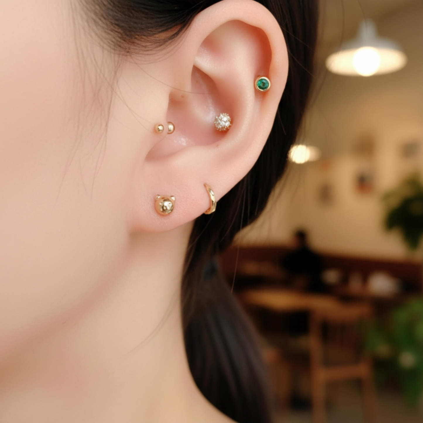 10K 14K Real Gold Teddy Bear Very Cute Mini Screw Back Earrings