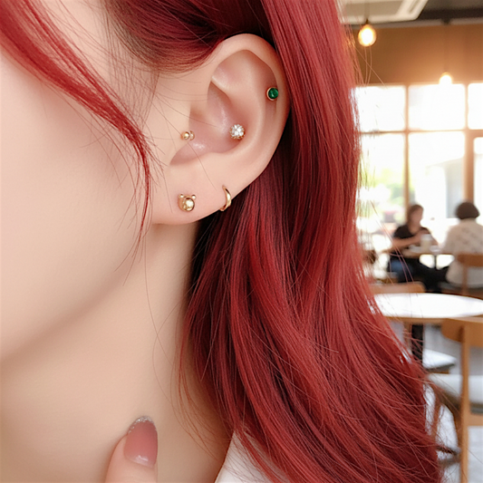 10K 14K Real Gold Teddy Bear Very Cute Mini Screw Back Earrings