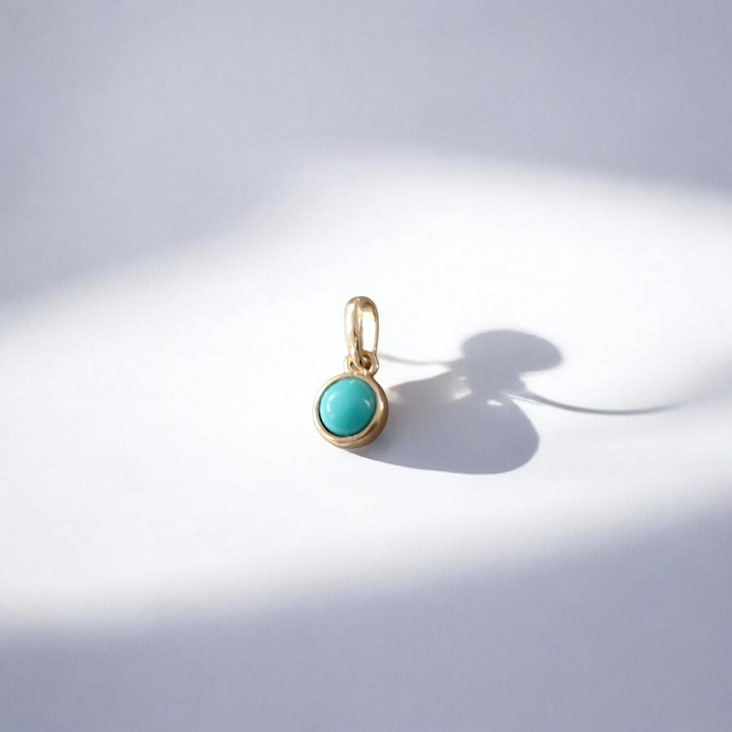 14K Real Gold Exquisite Miniature Turquoise Inlaid Pendant