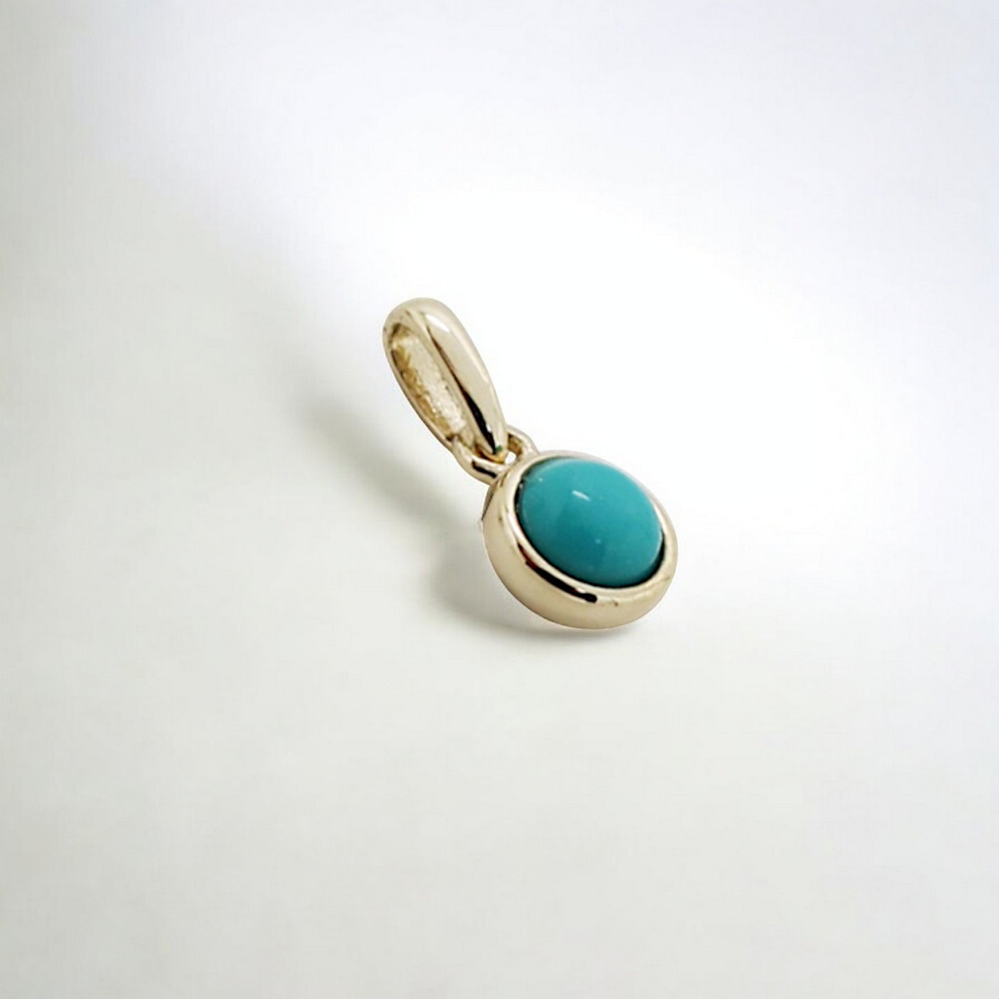 14K Real Gold Exquisite Miniature Turquoise Inlaid Pendant