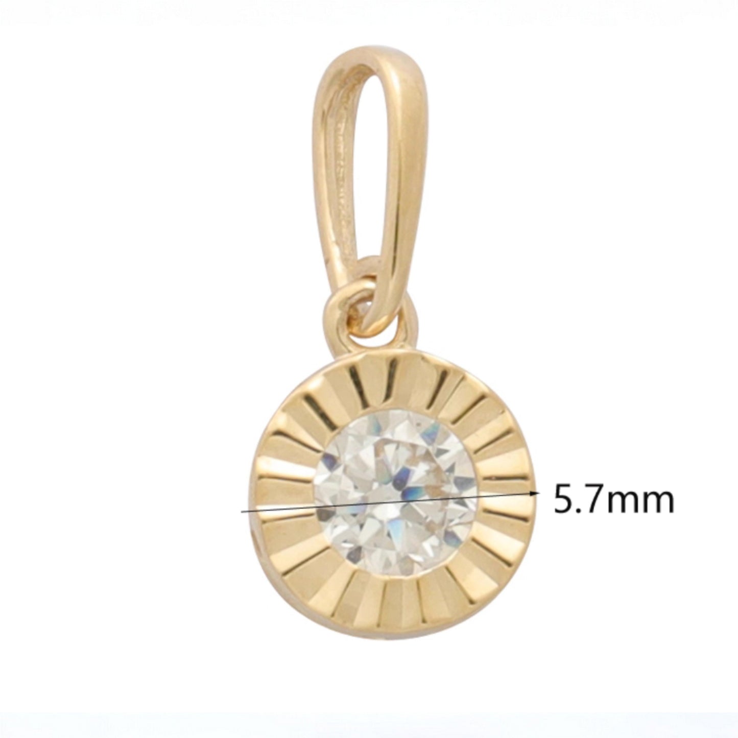 14K Real Gold Miniature Minimal Faceted Round Pendant