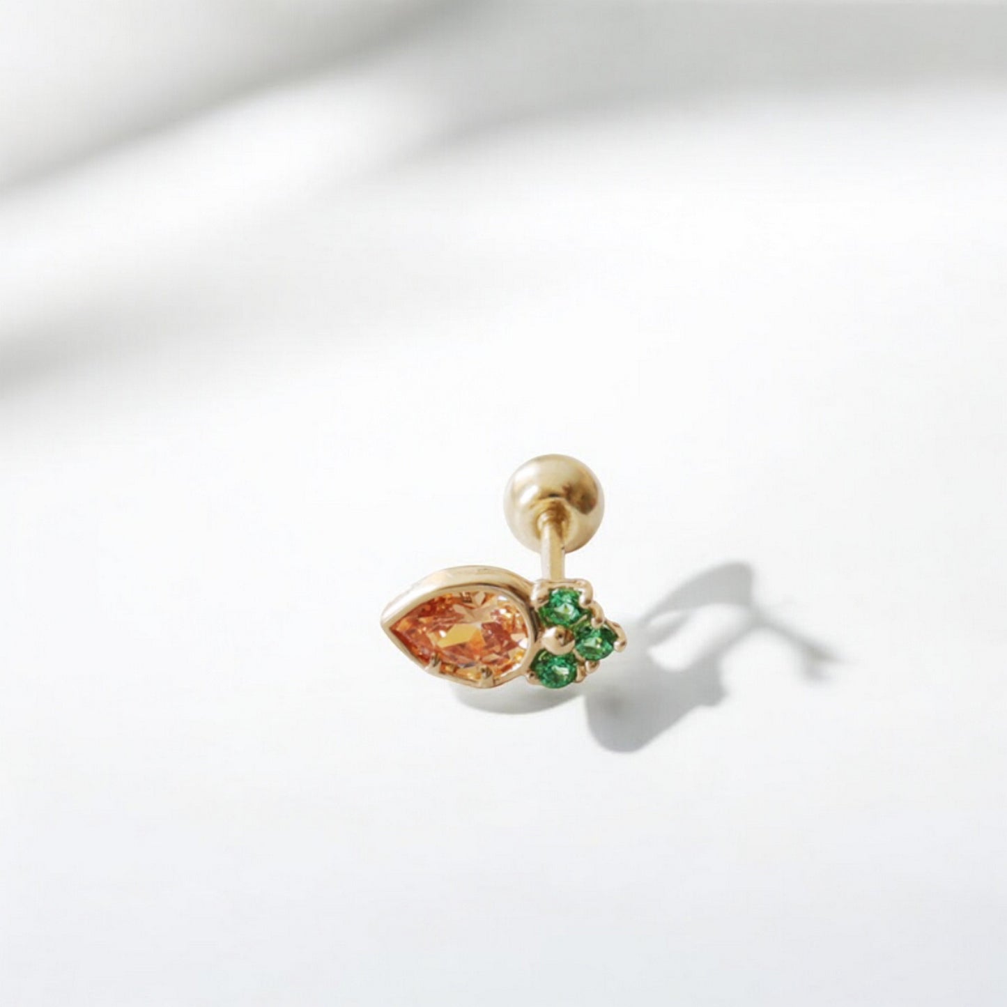 10K Real Gold Champagne Color Cute Carrot Stud Screw On Earrings