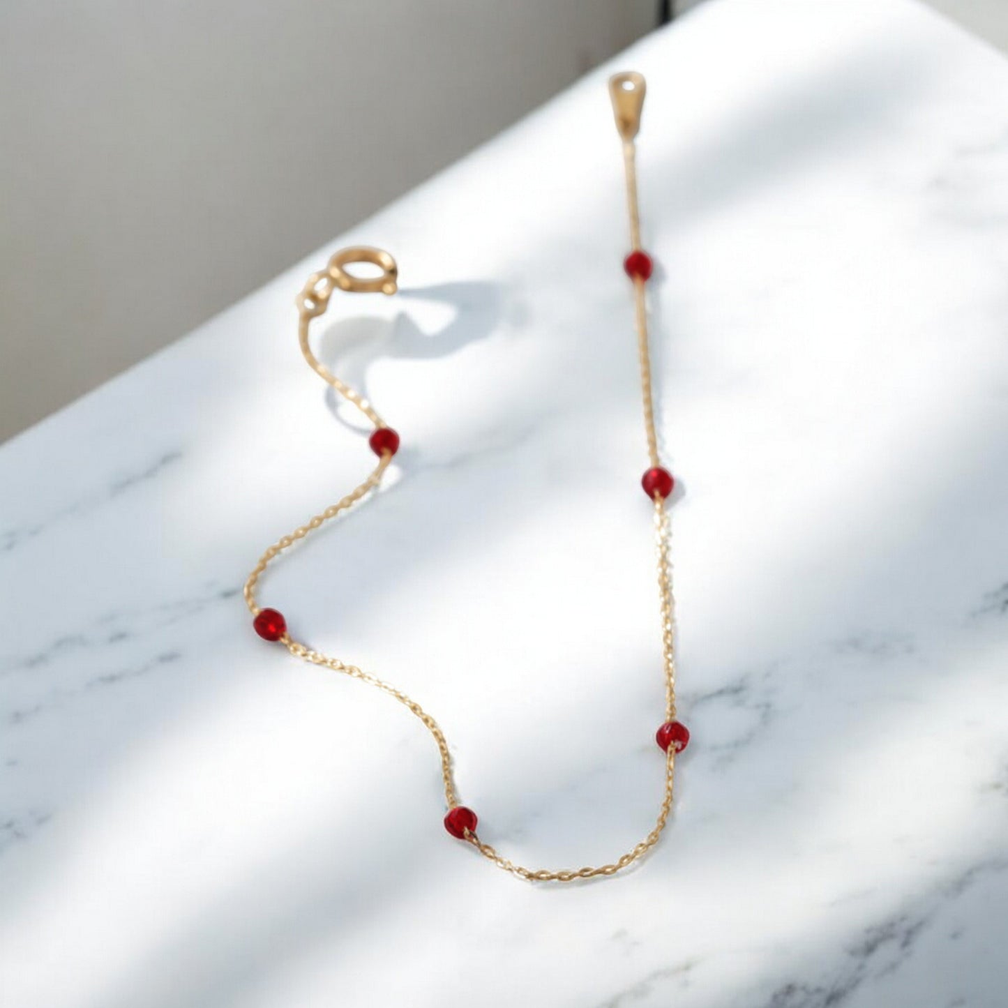 14K Gold Minimal Sparkling Red Blue and Black Spinel Minimalist Gold Bracelet