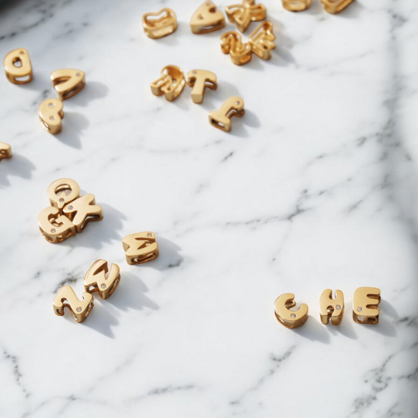 14K Gold Minimal Dainty 26 alphabet Letter Name Initial Zircon Pendant D.I.Y Charm