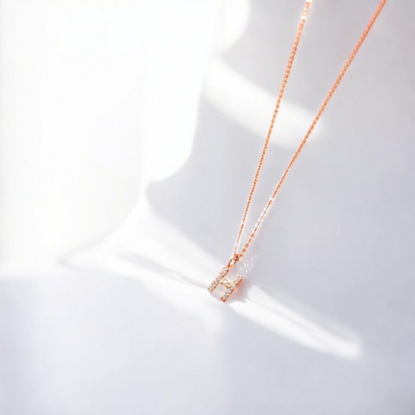 14K Gold Minimal Dainty 26 alphabet Zircon Letter Name Initial Pendant Necklace