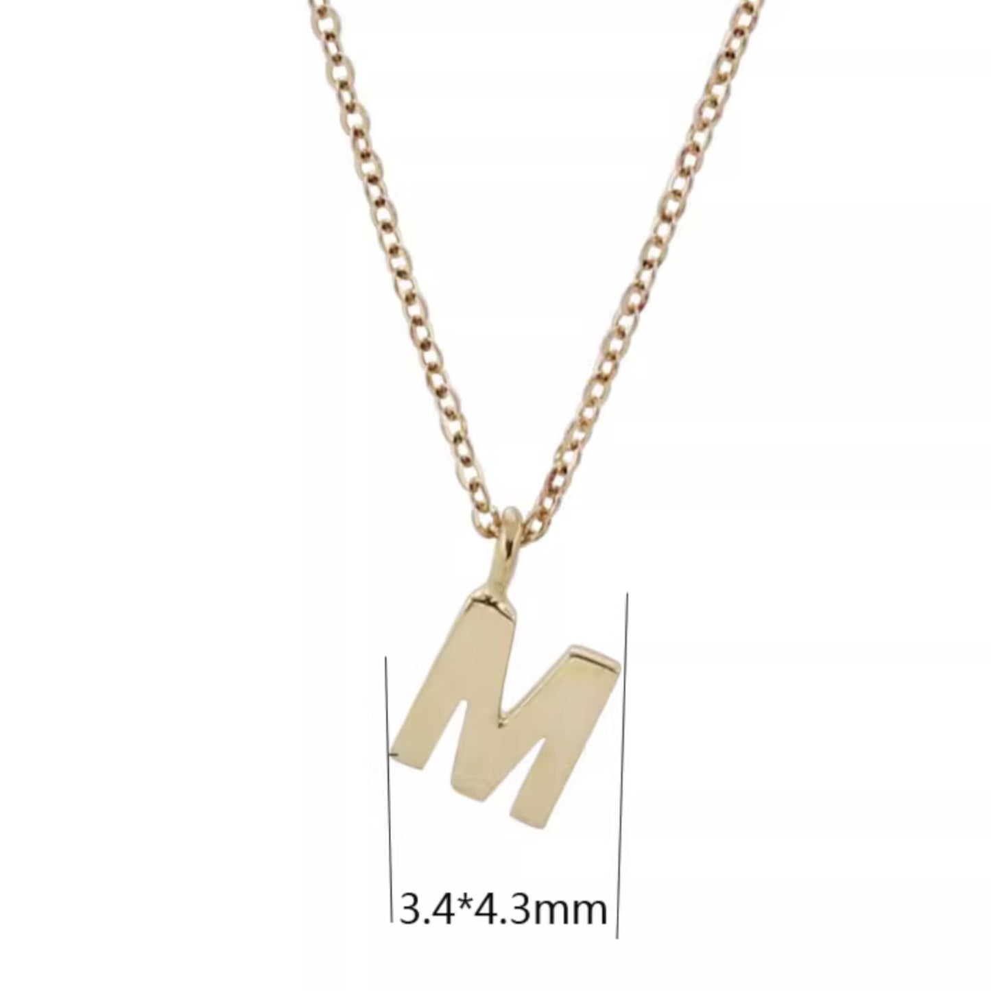 14K Gold Minimal Dainty 26 alphabet Letter Name Initial Pendant Necklace