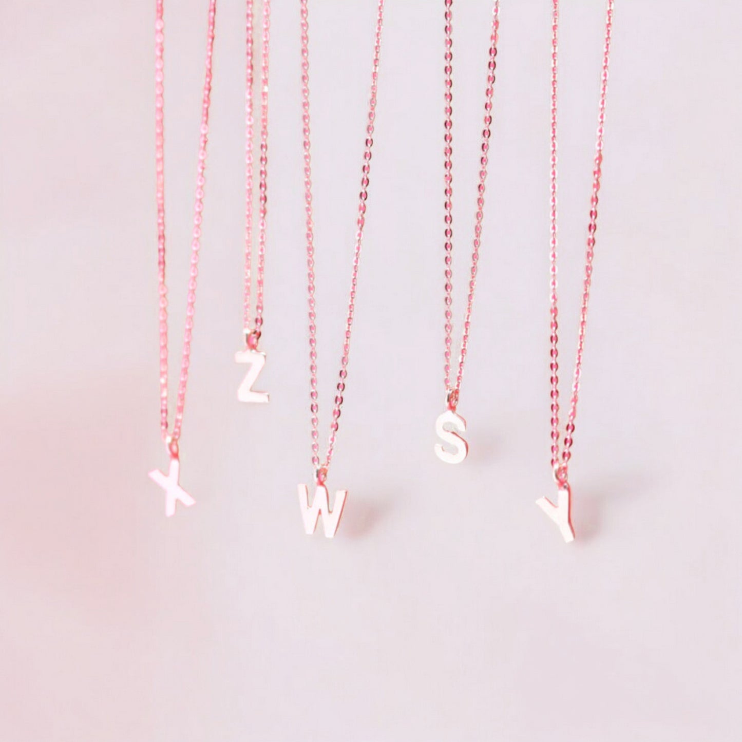 14K Gold Minimal Dainty 26 alphabet Letter Name Initial Pendant Necklace