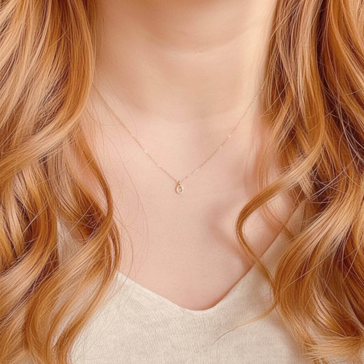 14K Gold Minimal Dainty 26 alphabet Letter Name Initial Pendant Necklace