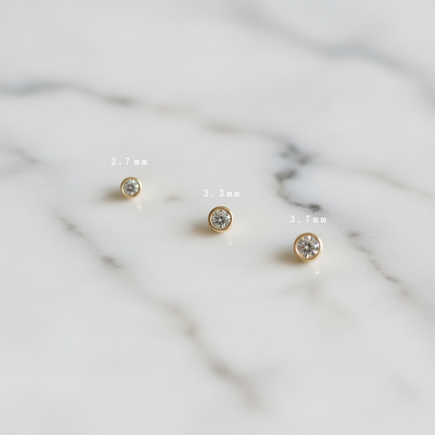 14K Pure Gold Minimal Style Zircon Stud Earrings