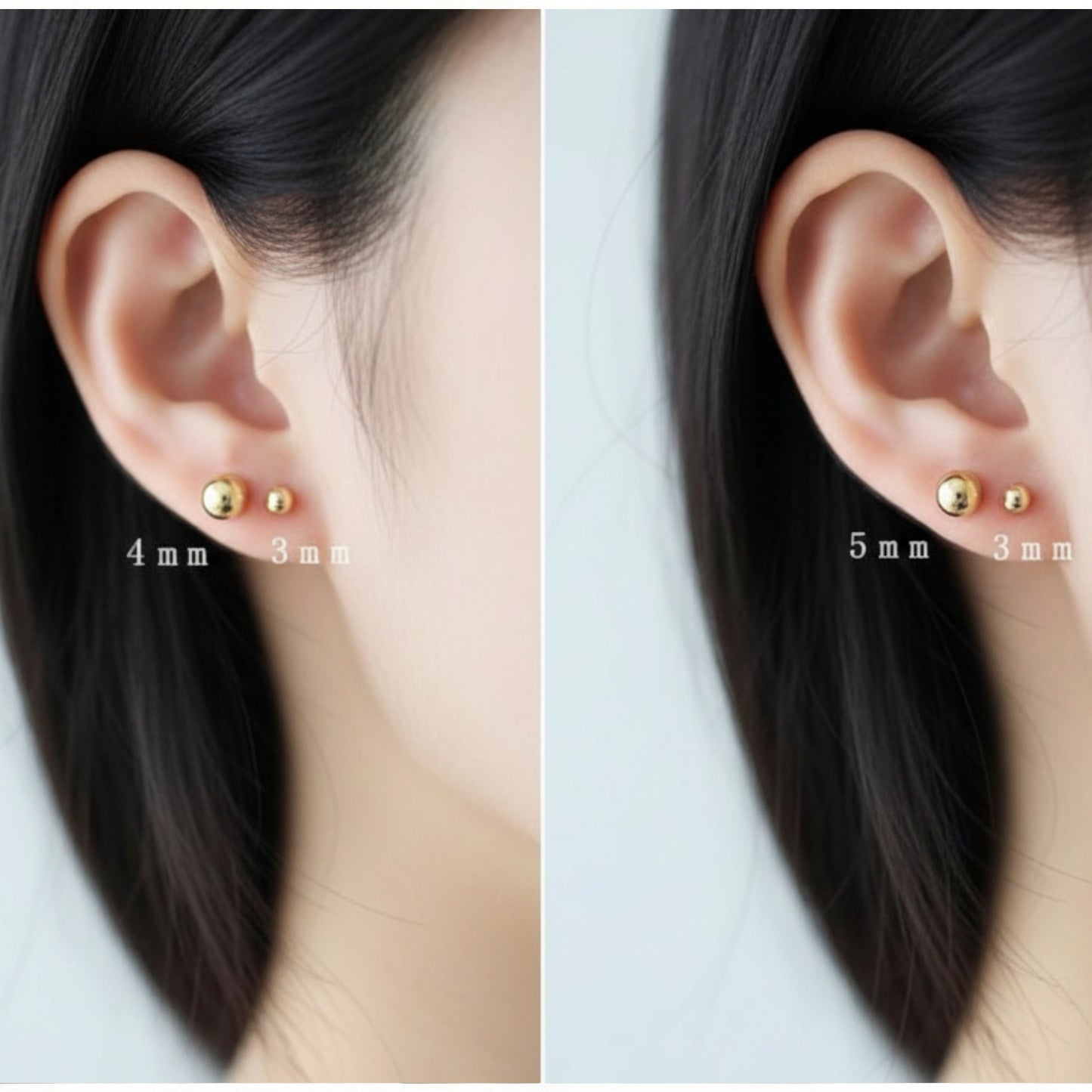 14K Gold Plated Minimal Style Mini Gold Bead Round Stud Earrings
