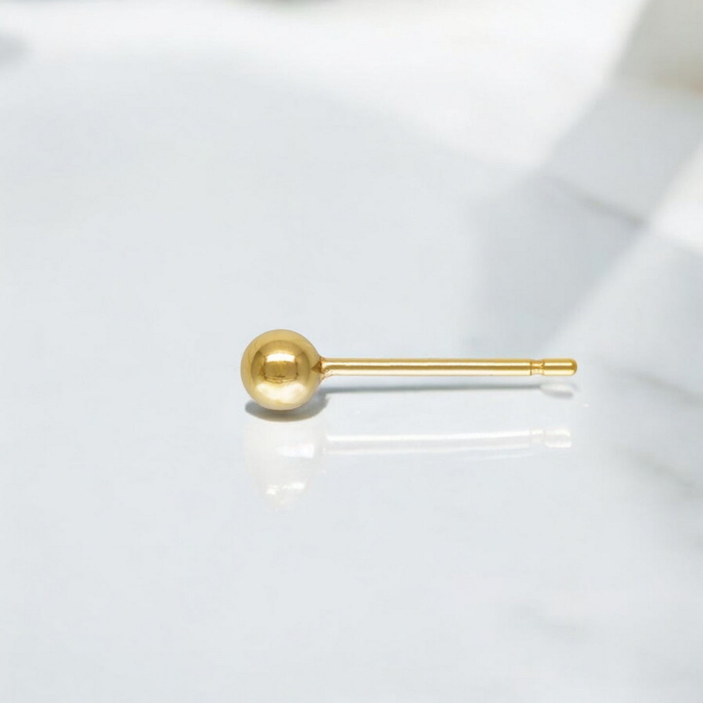 14K Gold Plated Minimal Style Mini Gold Bead Round Stud Earrings
