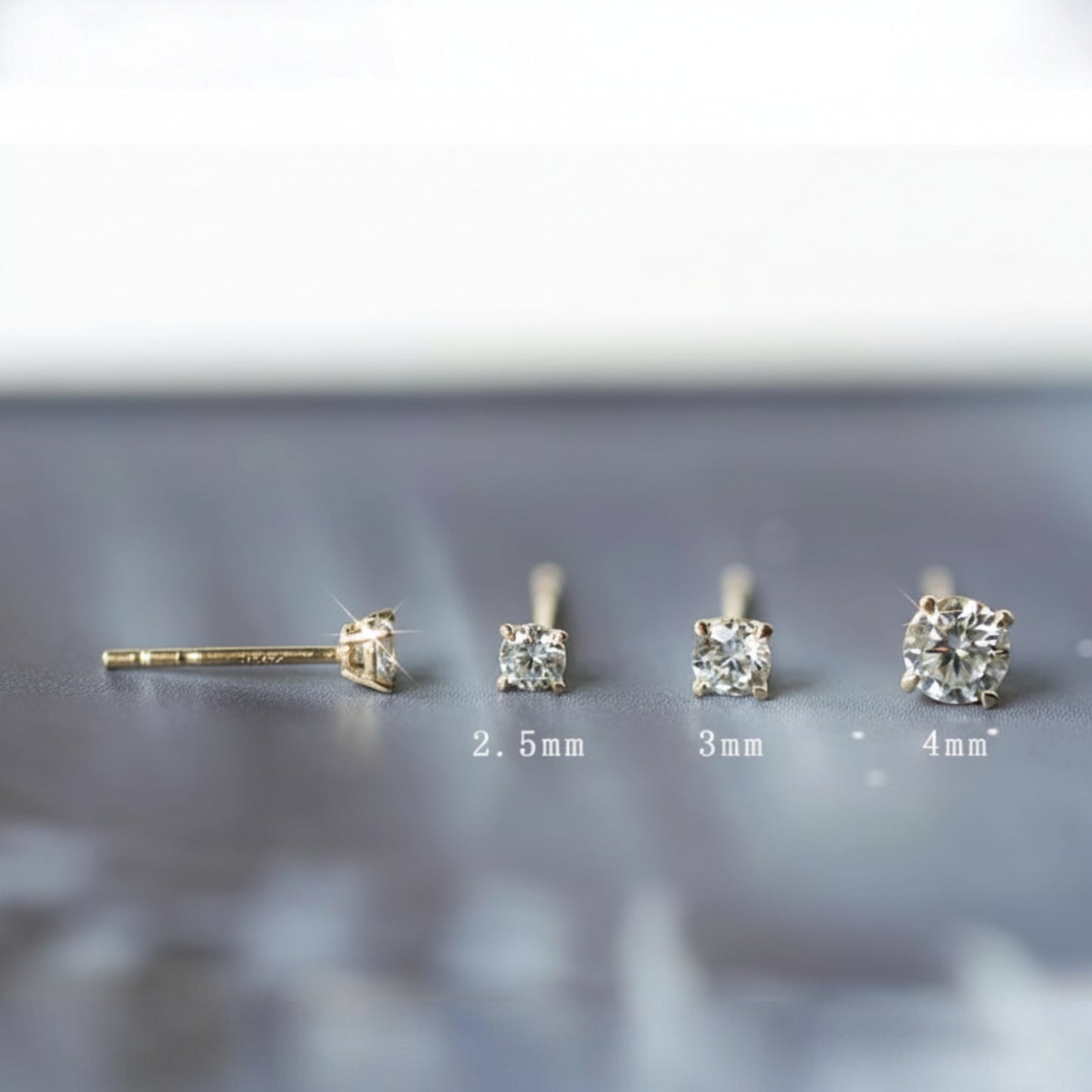 14K Pure Gold Minimal Style Classic Four-Prong Zircon Stud Earrings