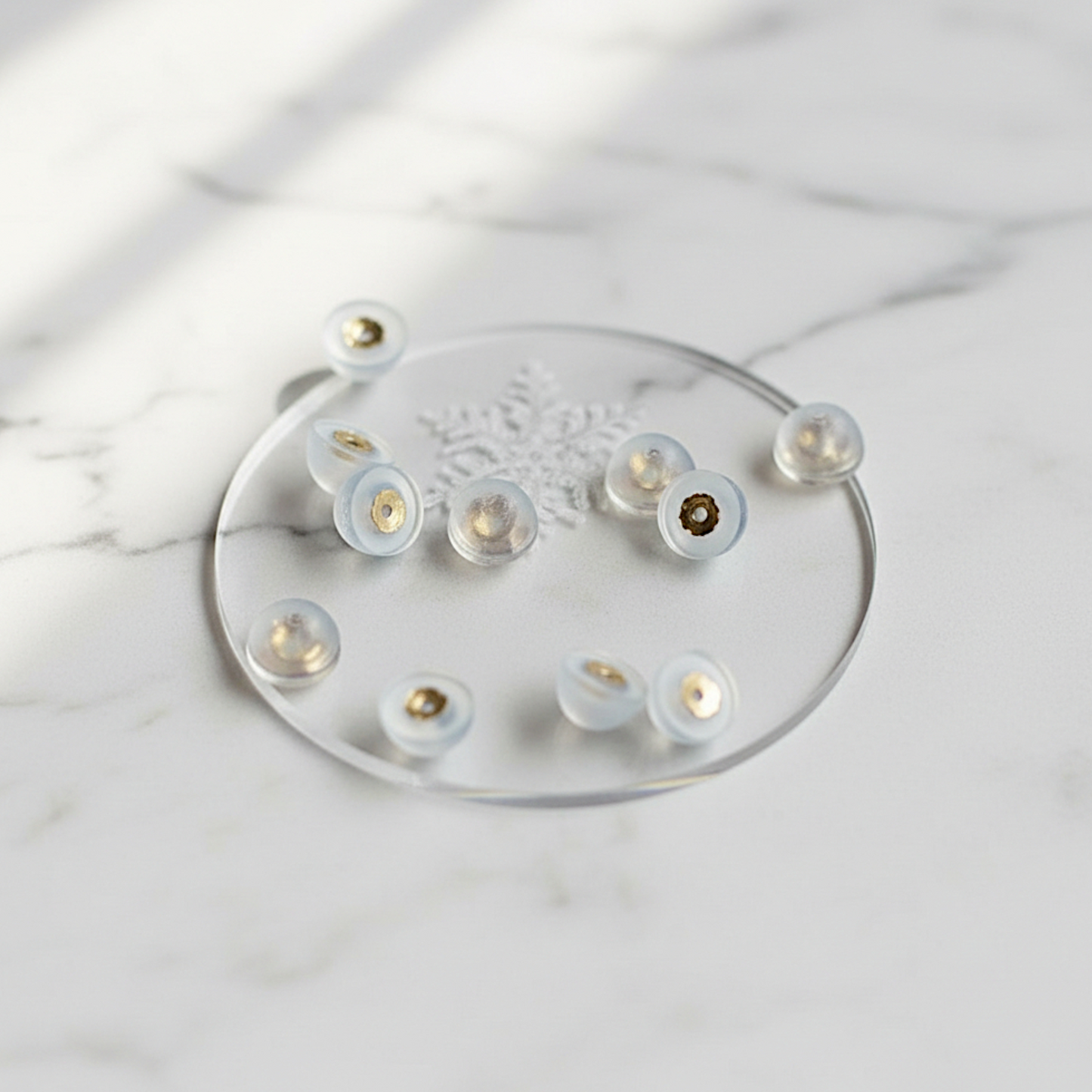 14K Pure Gold with Half Silicone Earring Backing Back