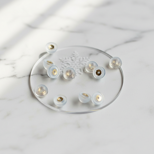 14K Pure Gold with Half Silicone Earring Backing Back