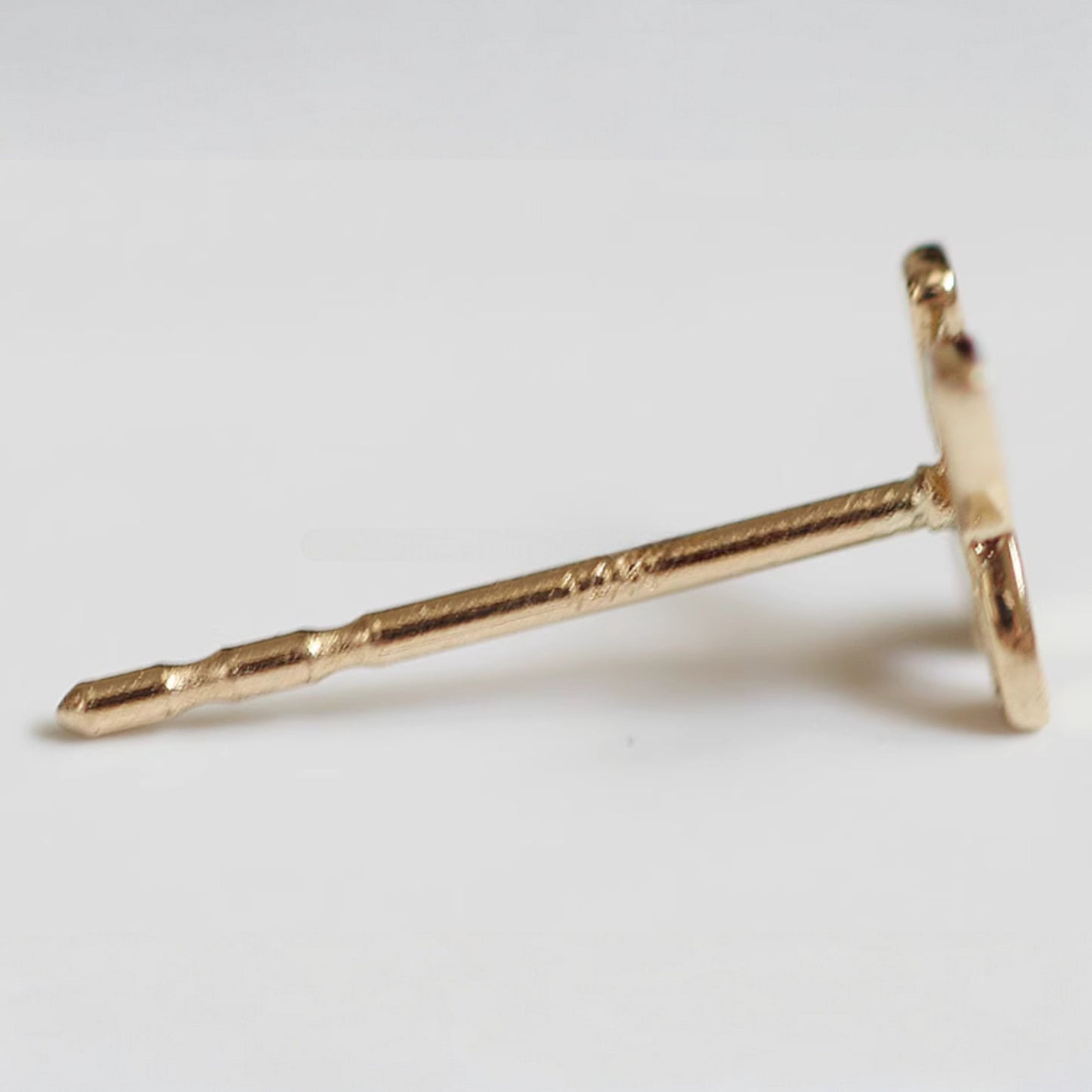 14K Pure Gold Minimal Plaint Letter Style Stud Earrings