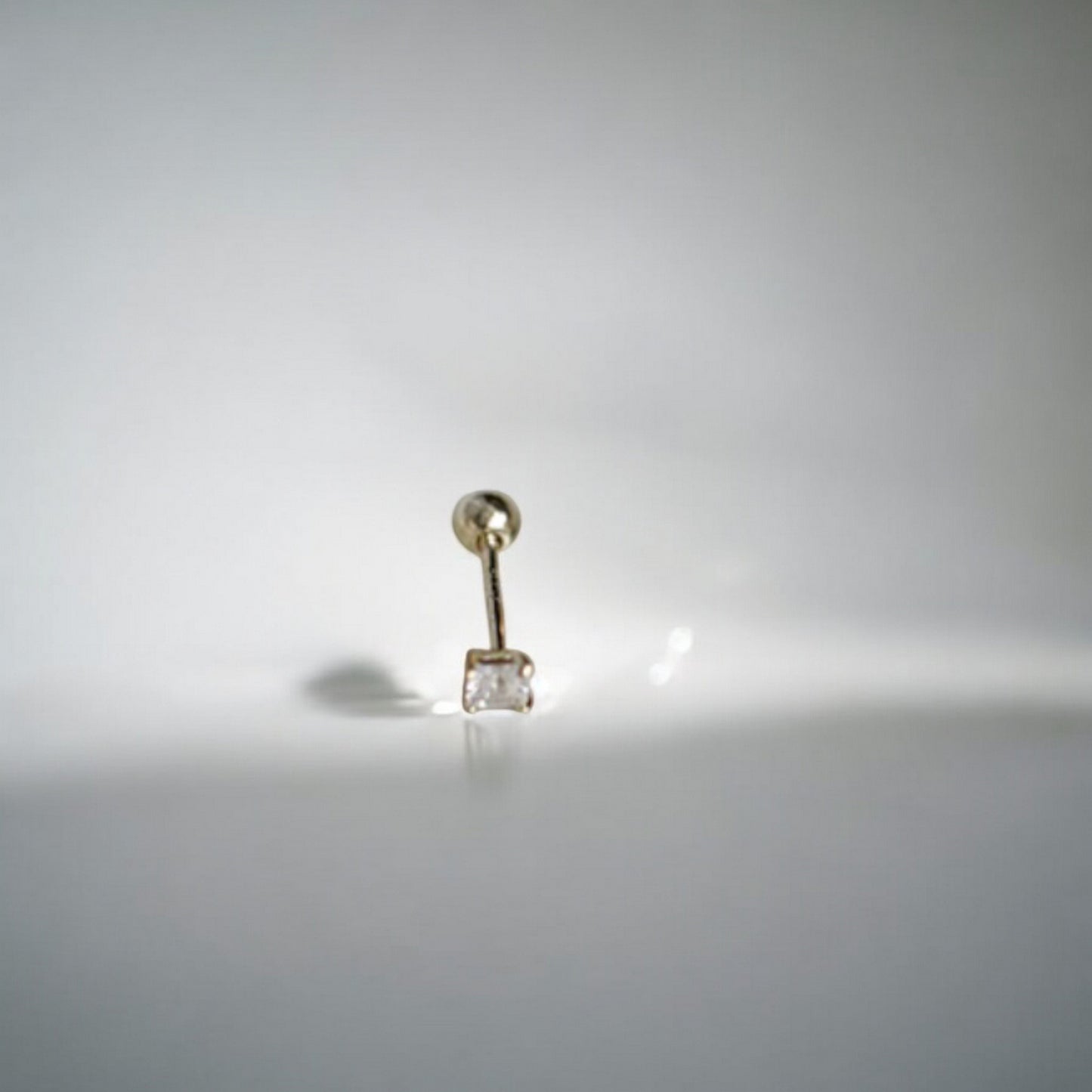 9K Pure Gold Minimal Zircon Mini Square Screw Back Earrings