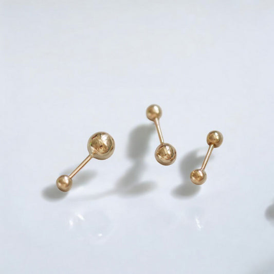 9K Pure Gold Minimal Zircon Mini Square Screw Back Earrings