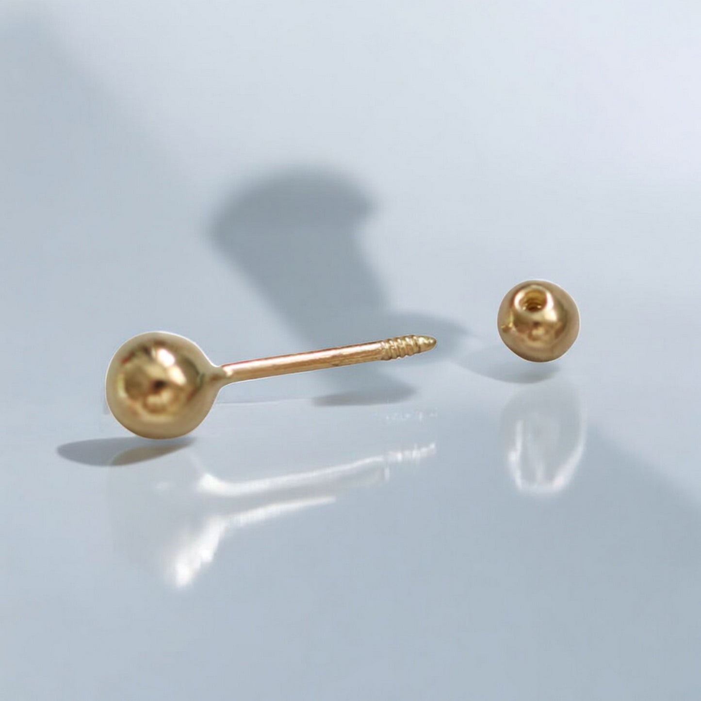 9K Pure Gold Minimal Zircon Mini Square Screw Back Earrings