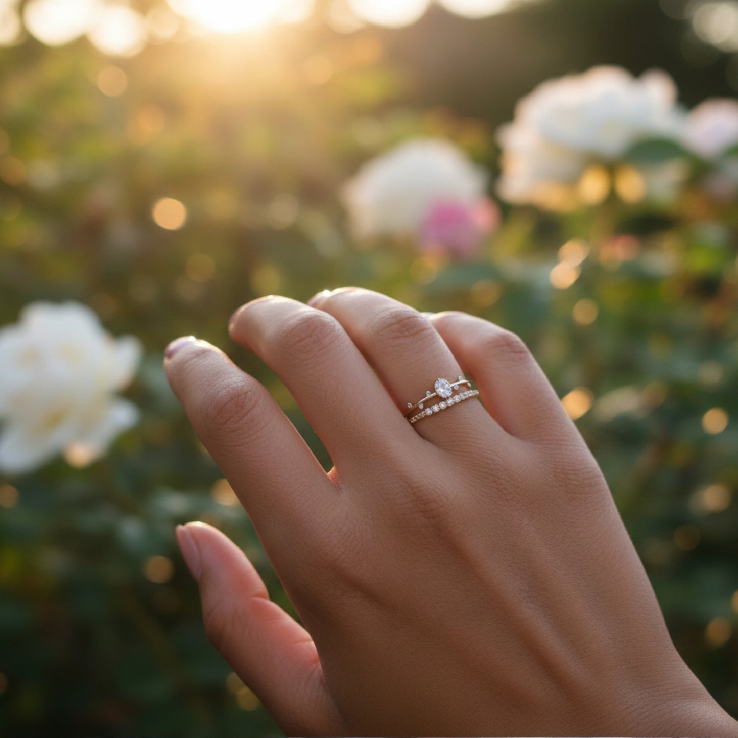 14K Pure Gold Minimal Style Zircon Round Stacking Ring