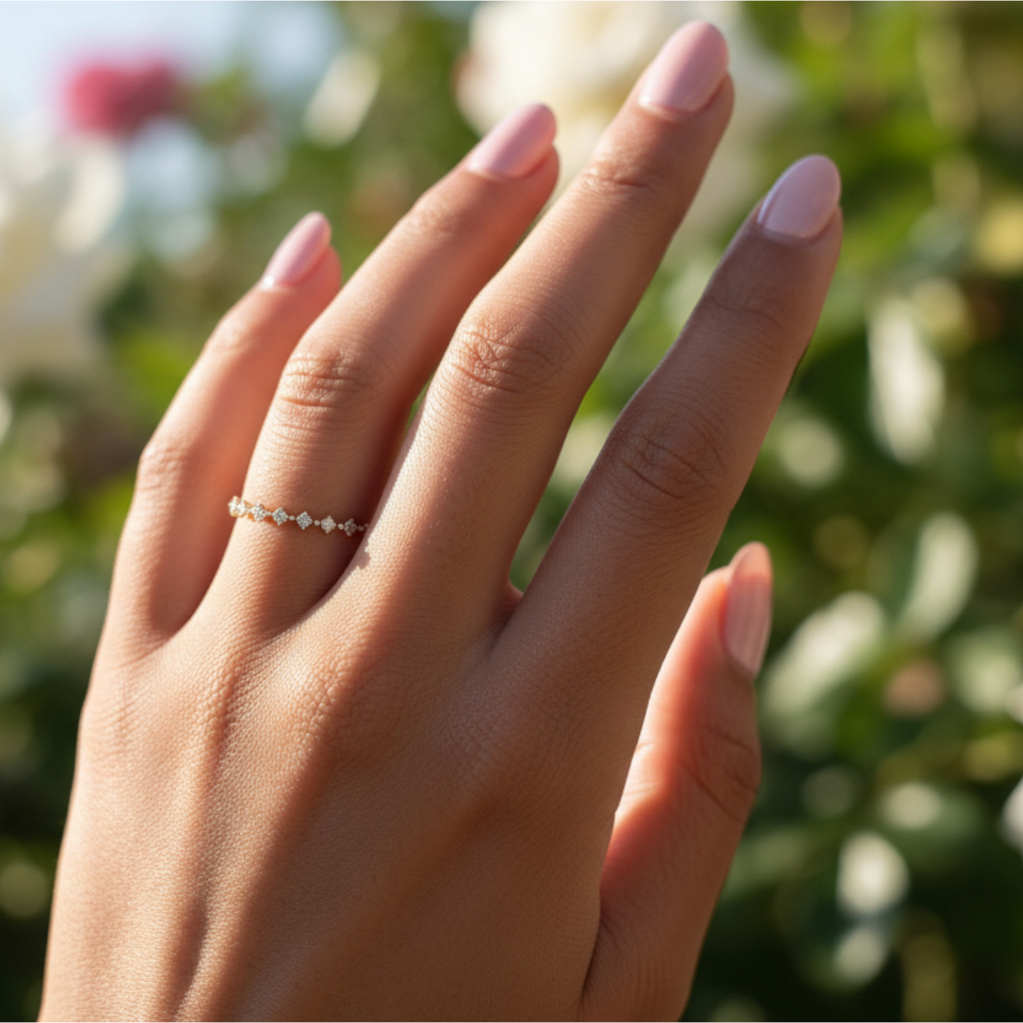 14K Pure Gold Minimal Style Zircon Round Stacking Ring