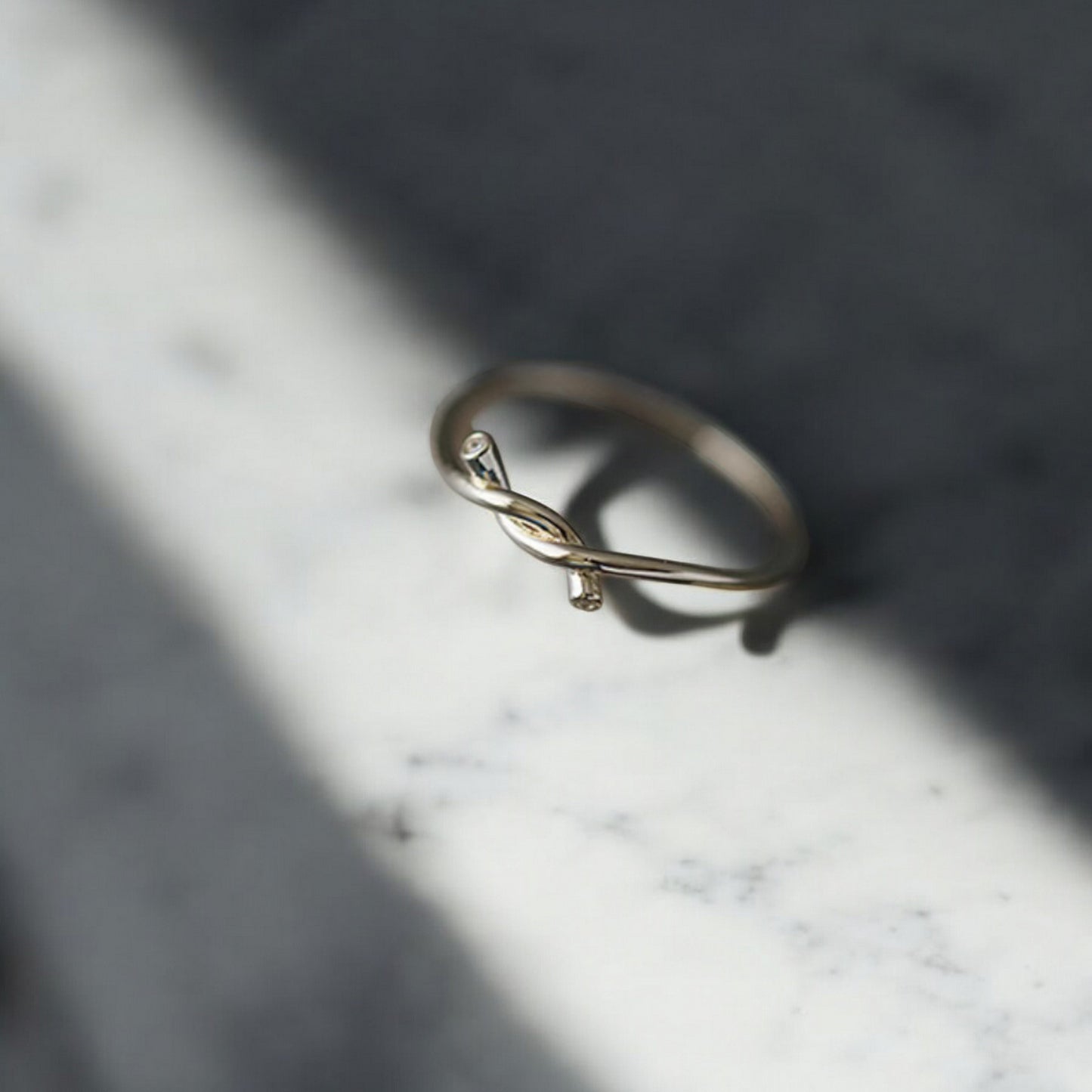 9K Pure Gold Minimal Style Zircon Tie the knot Stacking Ring