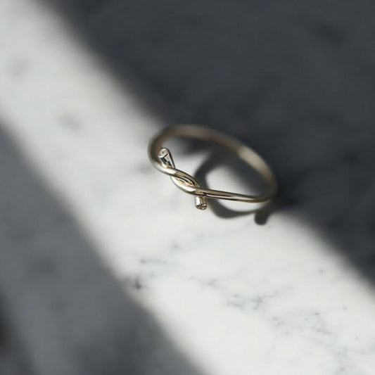 9K Pure Gold Minimal Style Zircon Tie the knot Stacking Ring