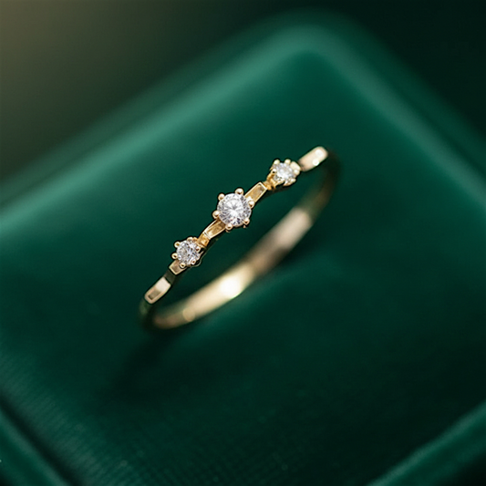 9K Pure Gold Zircon Proposal Statement Stacking Ring